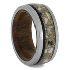 Brushed Titanium Ring with Oak Wood Sleeve