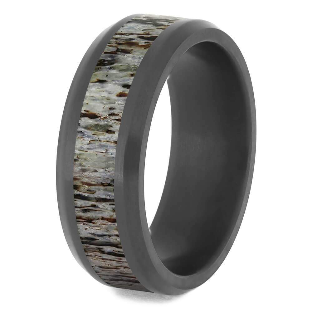 Black Zirconium Antler Wedding Band with Beveled Edges-4724-AN - Jewelry by Johan