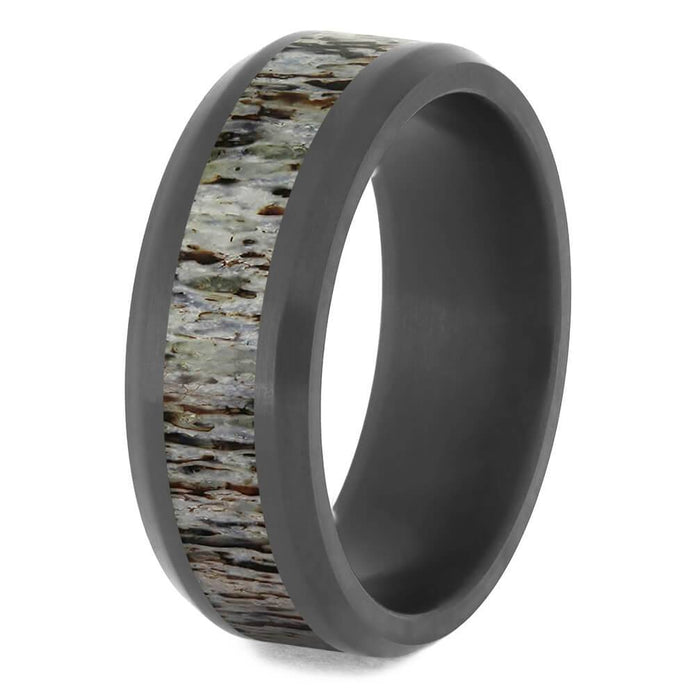 Black Zirconium Antler Wedding Band with Beveled Edges-4724-AN - Jewelry by Johan