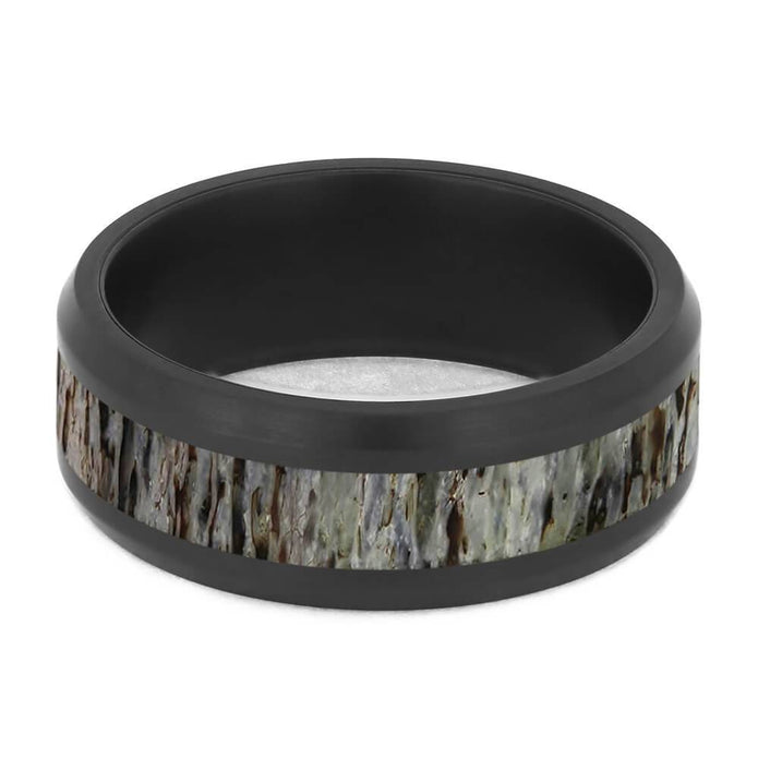 Black Zirconium Antler Wedding Band with Beveled Edges-4724-AN - Jewelry by Johan