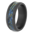 Beveled Black Zirconium Wedding Band with Blue Wood-4724-WD - Jewelry by Johan