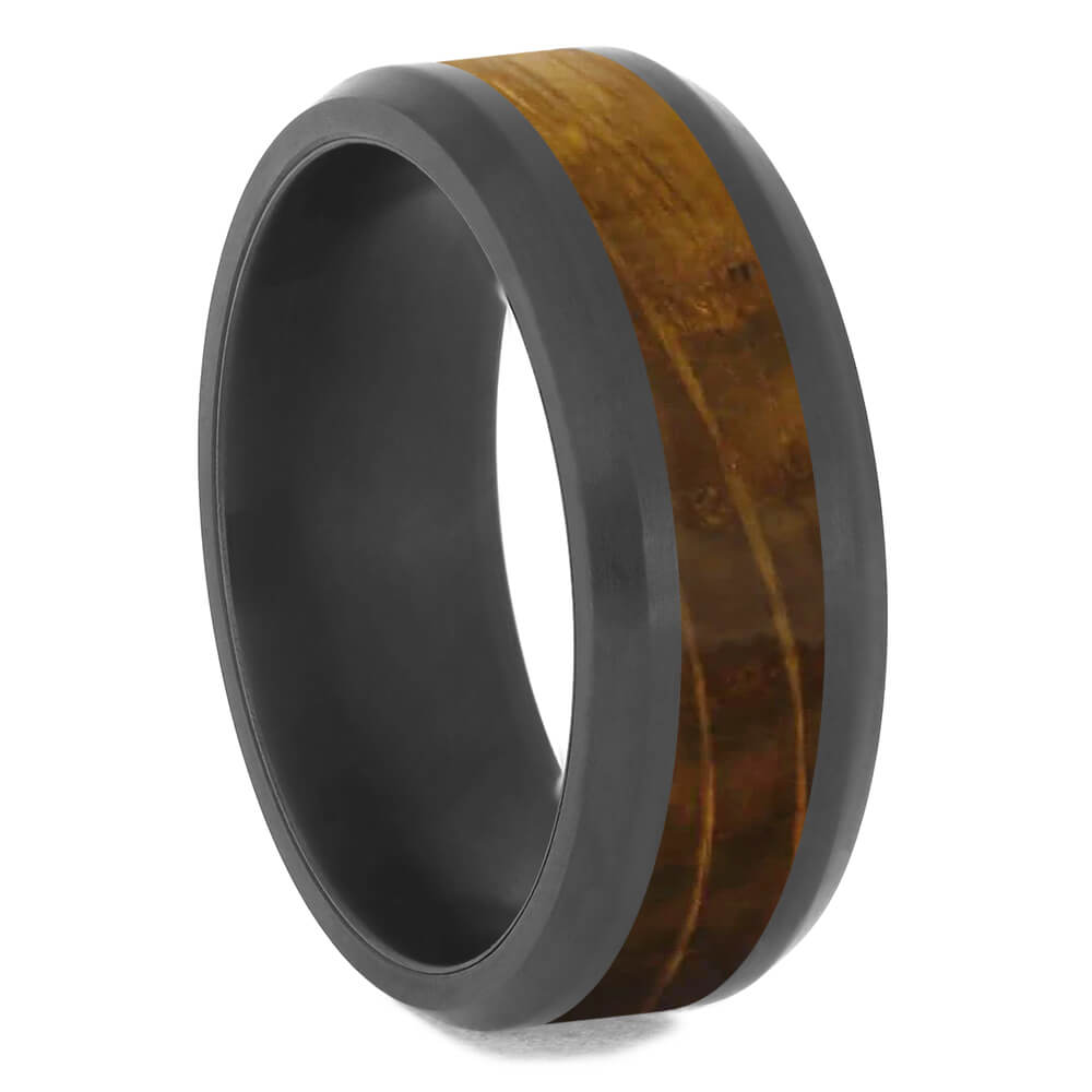 Whiskey Barrel Oak Black Zirconium Men's Wedding Band-4724-WDP - Jewelry by Johan