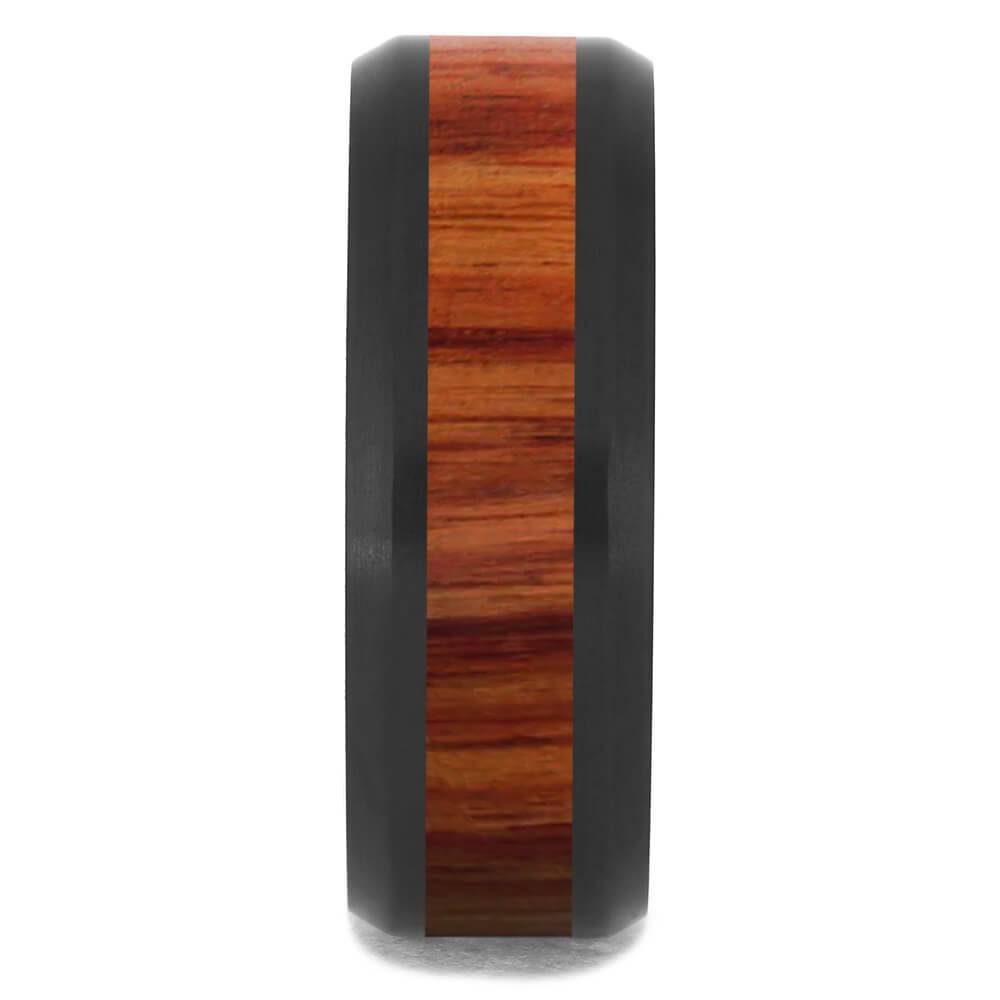 Black Zirconium Ring With Exotic Tulipwood Inlay-4724-WDX - Jewelry by Johan