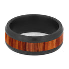 Black Zirconium Ring With Exotic Tulipwood Inlay-4724-WDX - Jewelry by Johan