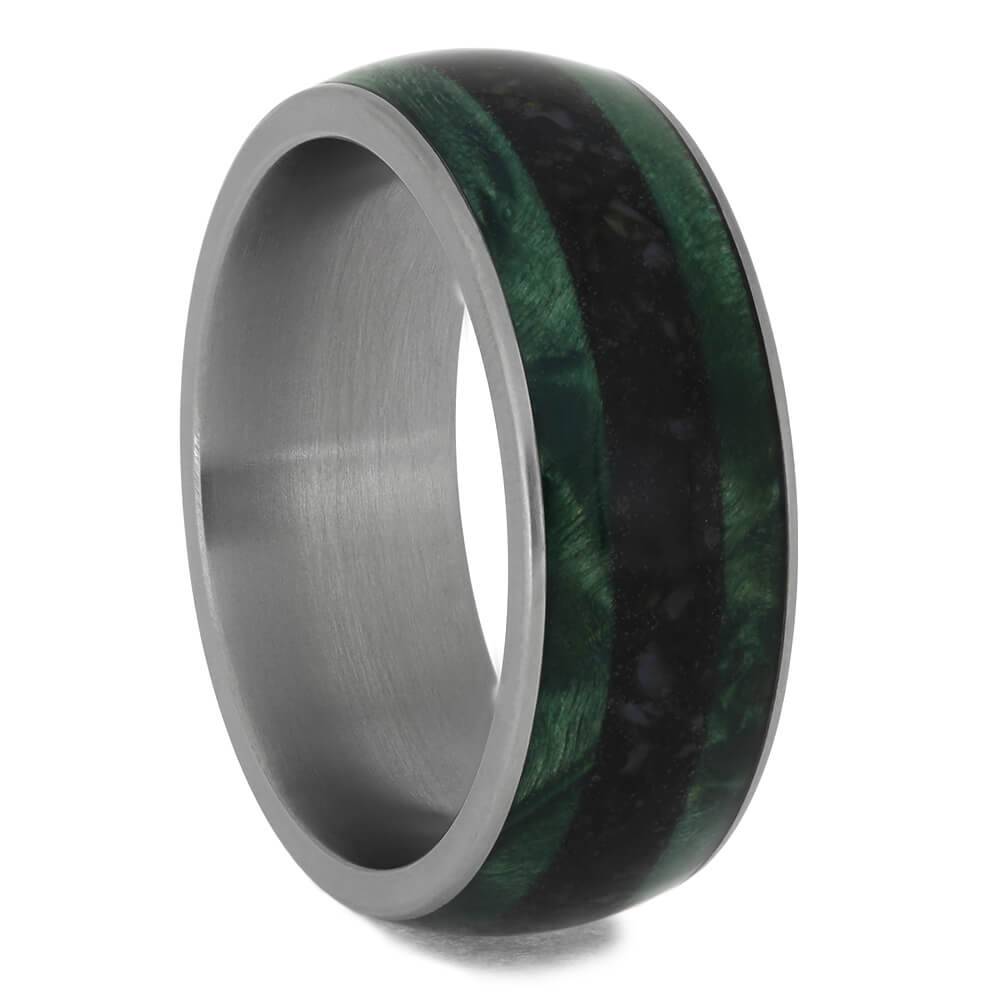 Green Wood Wedding Band for Men