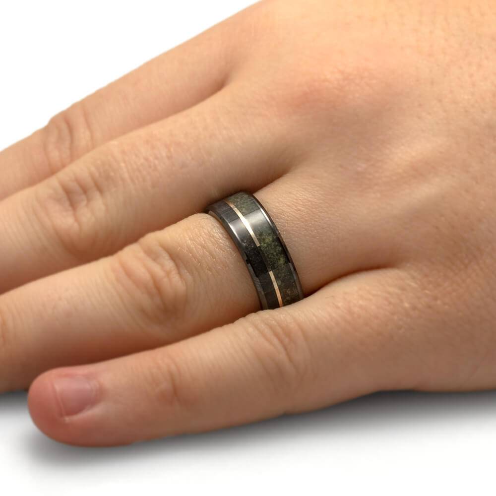 Black Ring for Men with Jade and Obsidian