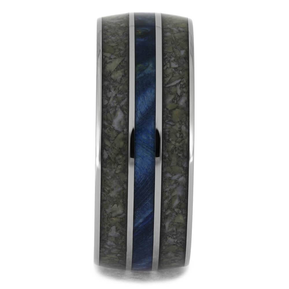 Blue Box Elder Burl Wedding Band