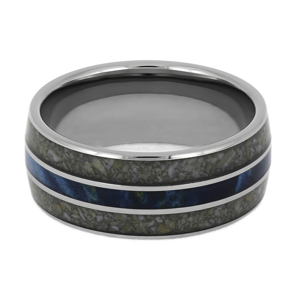 Prehistoric Wedding Band with Blue Tones
