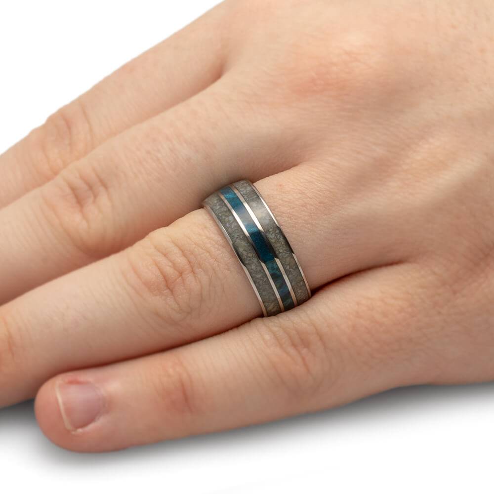 Blue Wood Wedding Band