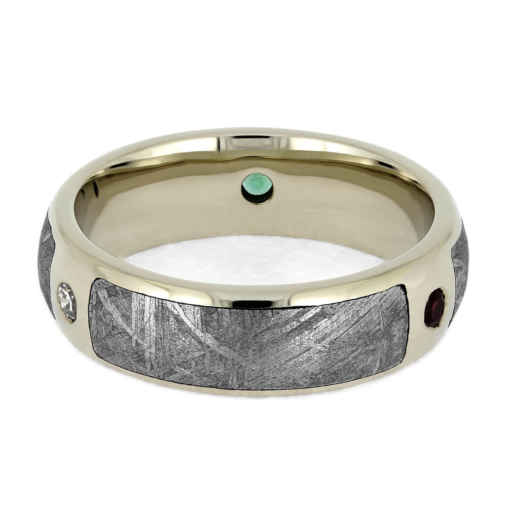 Interior view of meteorite band with gems