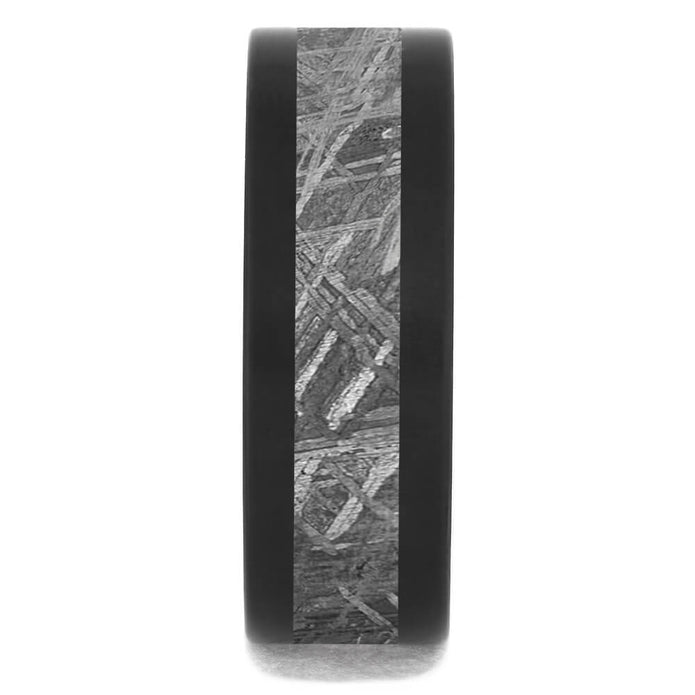 Meteorite & Black Zirconium Men's Wedding Band-4743 - Jewelry by Johan