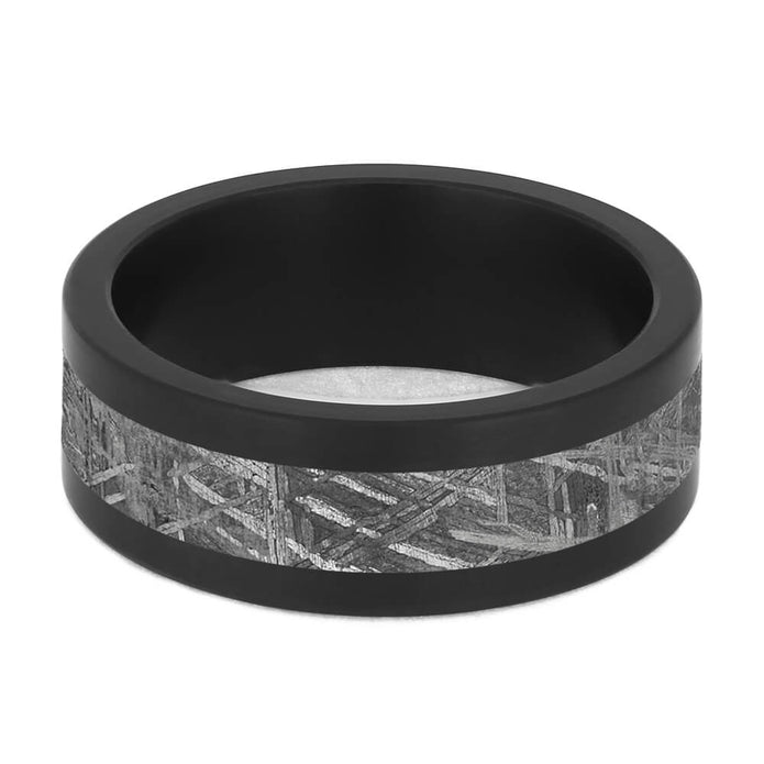Meteorite & Black Zirconium Men's Wedding Band-4743 - Jewelry by Johan
