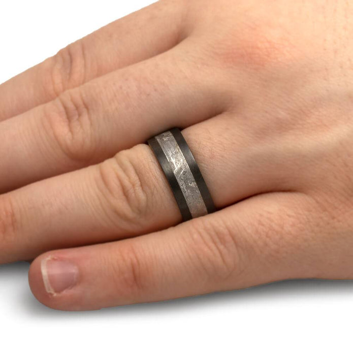 Black Metal Meteorite Ring
