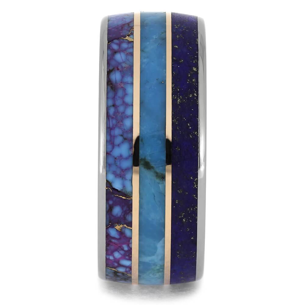 Blue Wedding Band with Rose Gold Accent