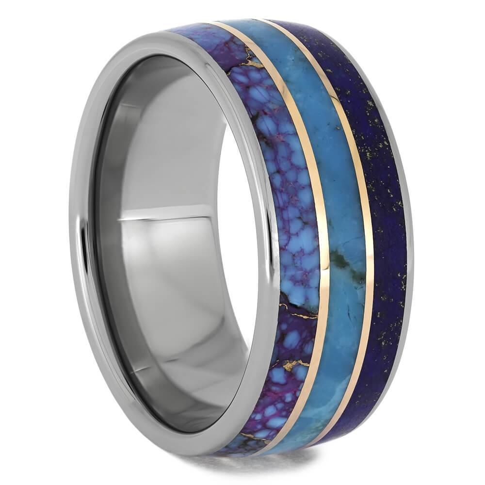 Triple Inlay Titanium Wedding Band