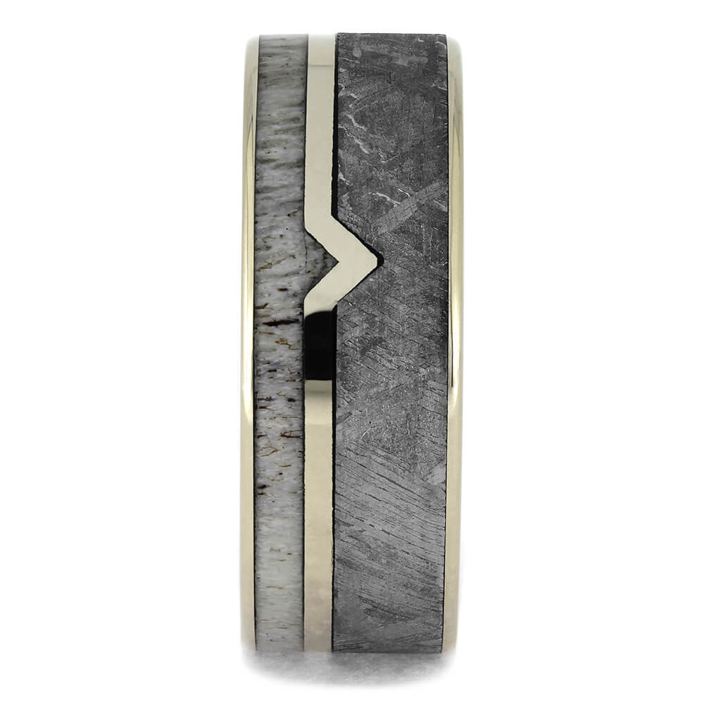 Authentic Meteorite Ring with White Gold Edges