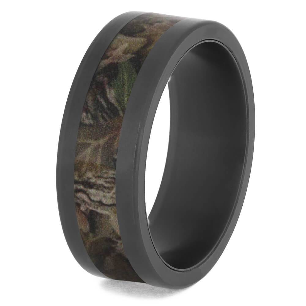 Black Zirconium Men's Wedding Band With Camo Inlay-4749 - Jewelry by Johan