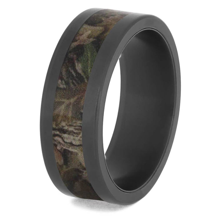 Black Zirconium Men's Wedding Band With Camo Inlay-4749 - Jewelry by Johan