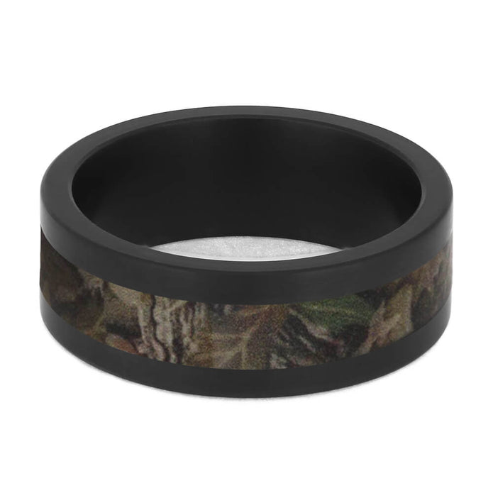 Black Zirconium Men's Wedding Band With Camo Inlay-4749 - Jewelry by Johan