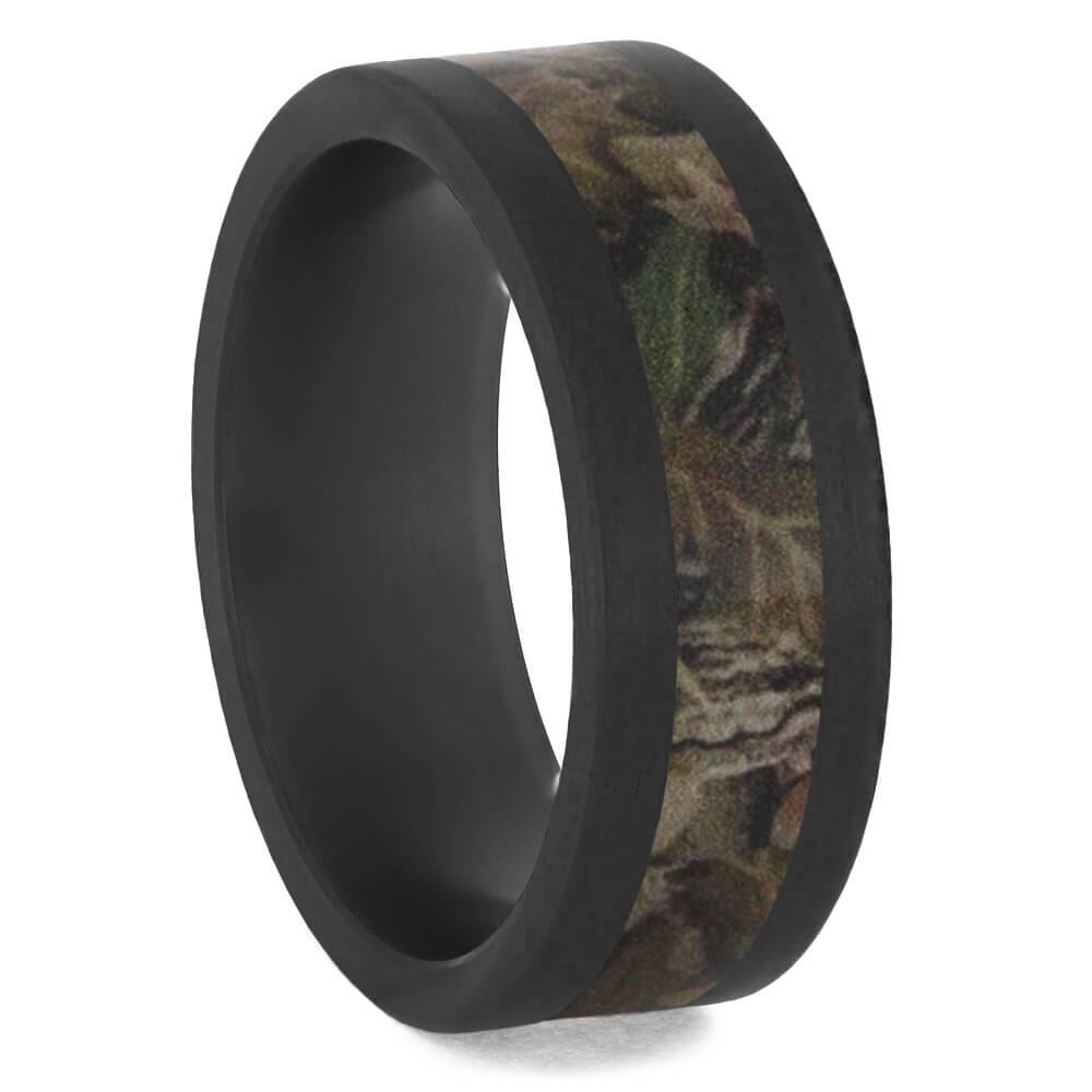 Black Zirconium Men's Wedding Band With Camo Inlay-4749 - Jewelry by Johan