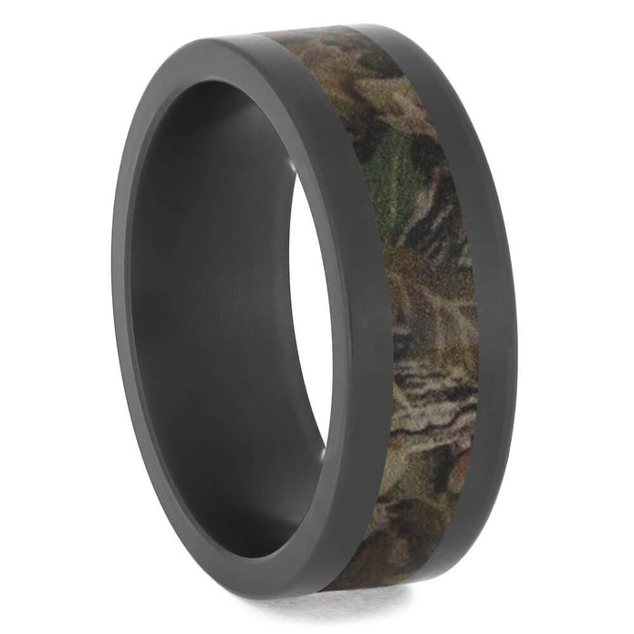Black Zirconium Men's Wedding Band With Camo Inlay-4749 - Jewelry by Johan
