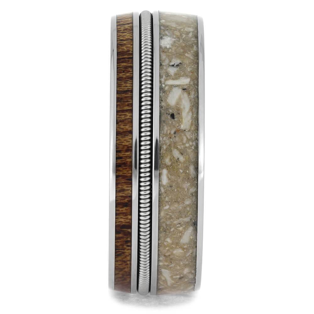 Guitar String Ring with Wood and Ashes