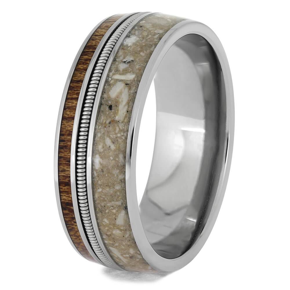 Titanium Memorial Ring with Mahogany Wood