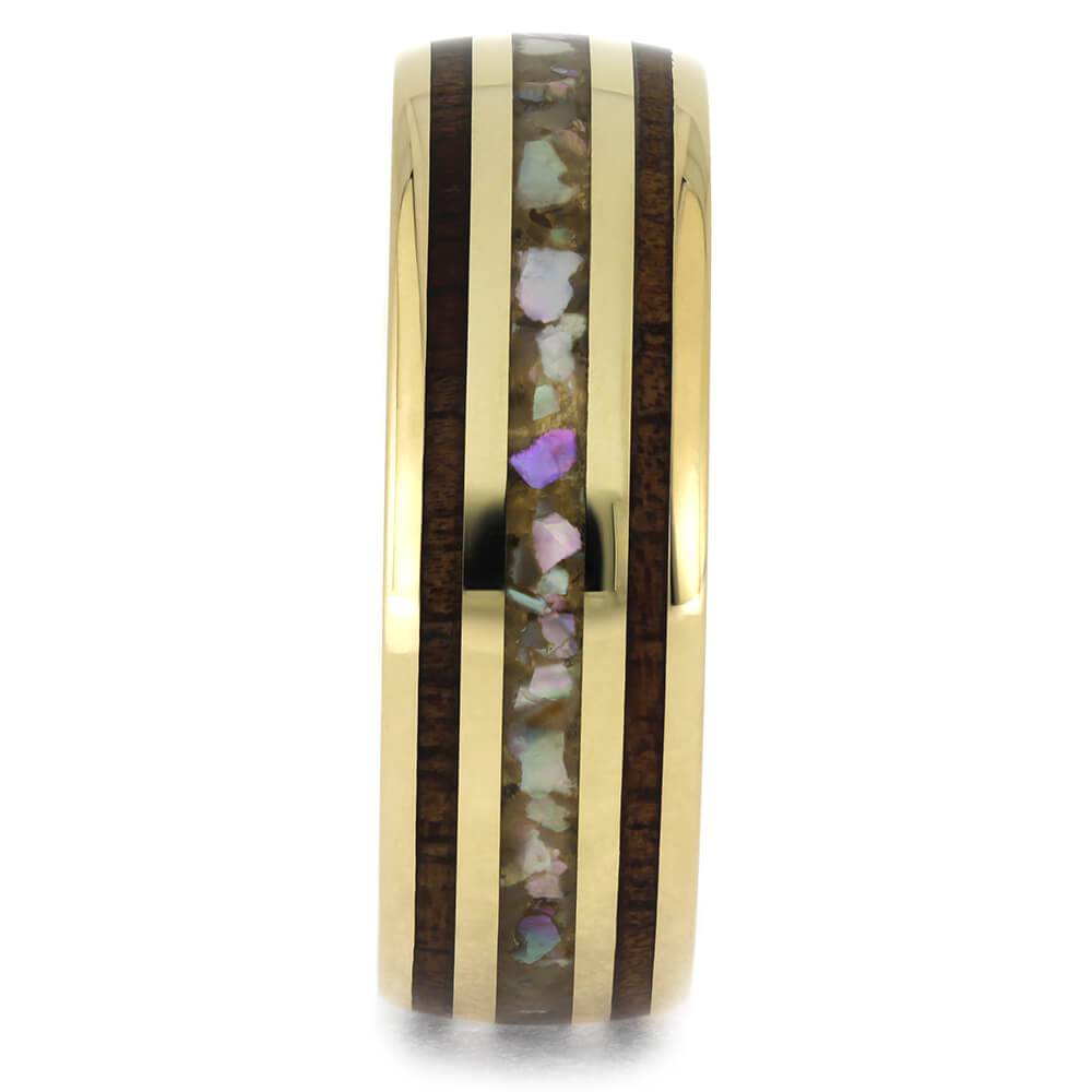 Abalone and Wood Golden Ring