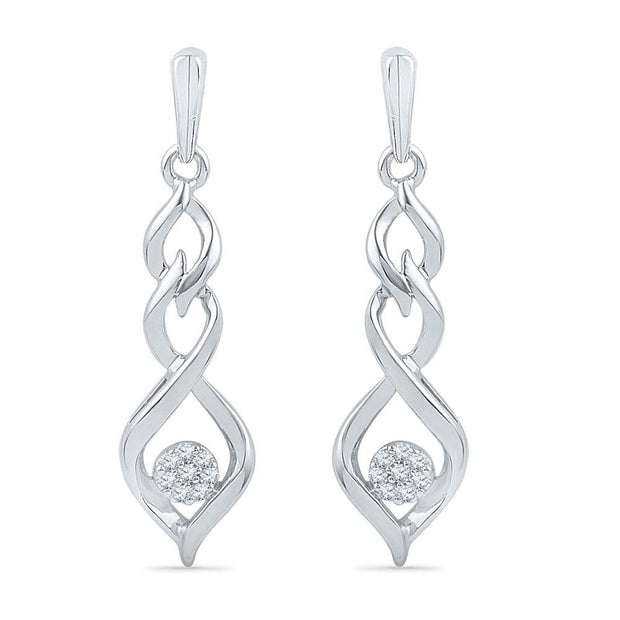 Tiered Dangle Earrings With Diamonds, Silver or Gold-SHEF016402BTW - Jewelry by Johan