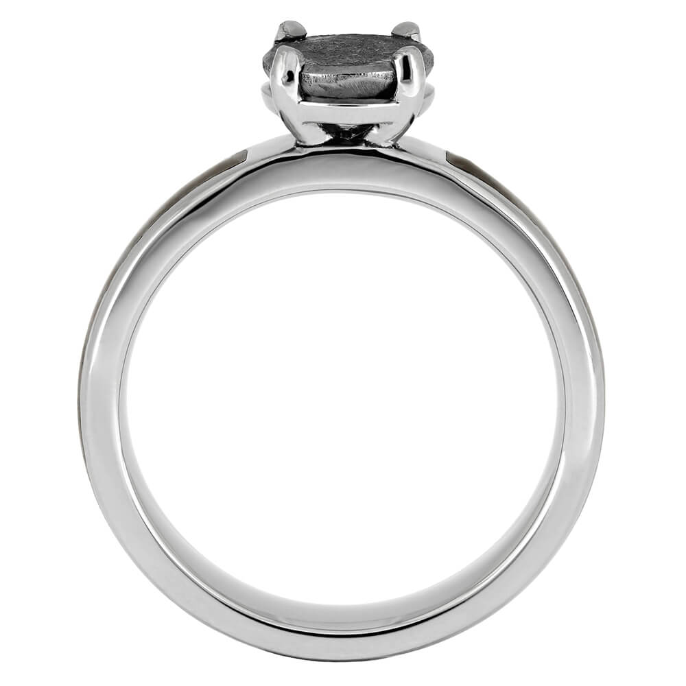 Platinum Engagement Ring with Dinosaur Bone Inlay