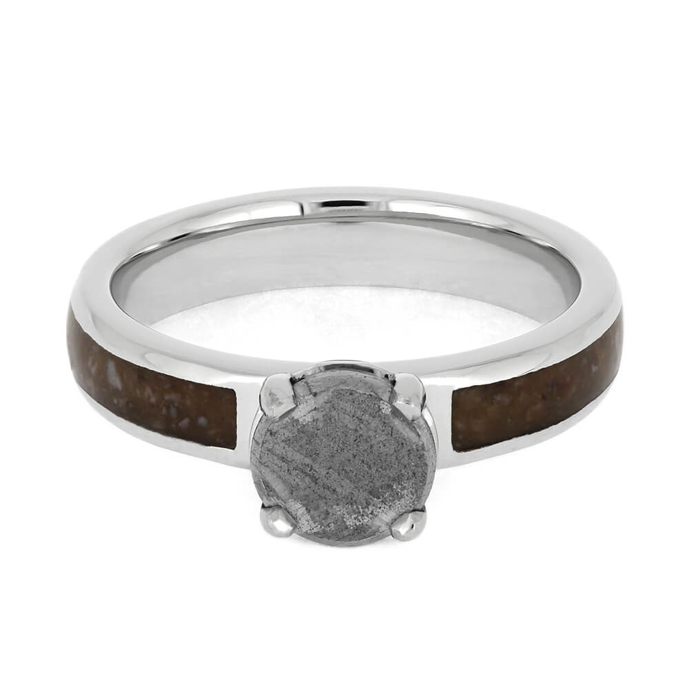 Dinosaur Bone and Meteorite Engagement Ring