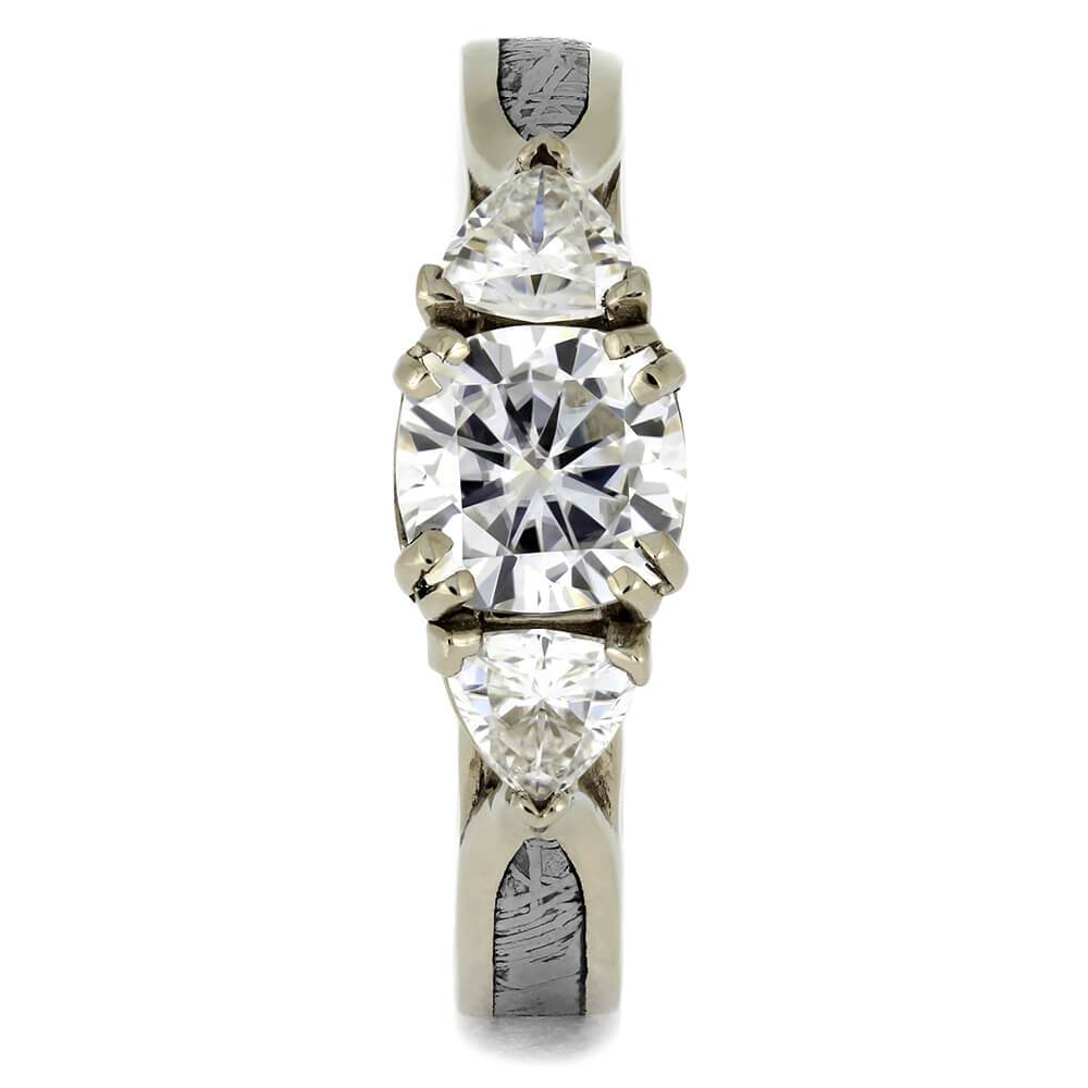 Moissanite Engagement Ring with Meteorite and Side Set Diamonds - Jewelry by Johan