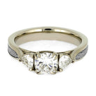 Moissanite Engagement Ring with Meteorite and Side Set Diamonds - Jewelry by Johan
