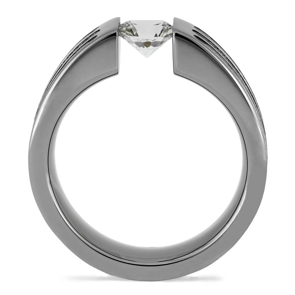 Cobaltium Mokume Gane Engagement Ring with Meteorite-4777 - Jewelry by Johan