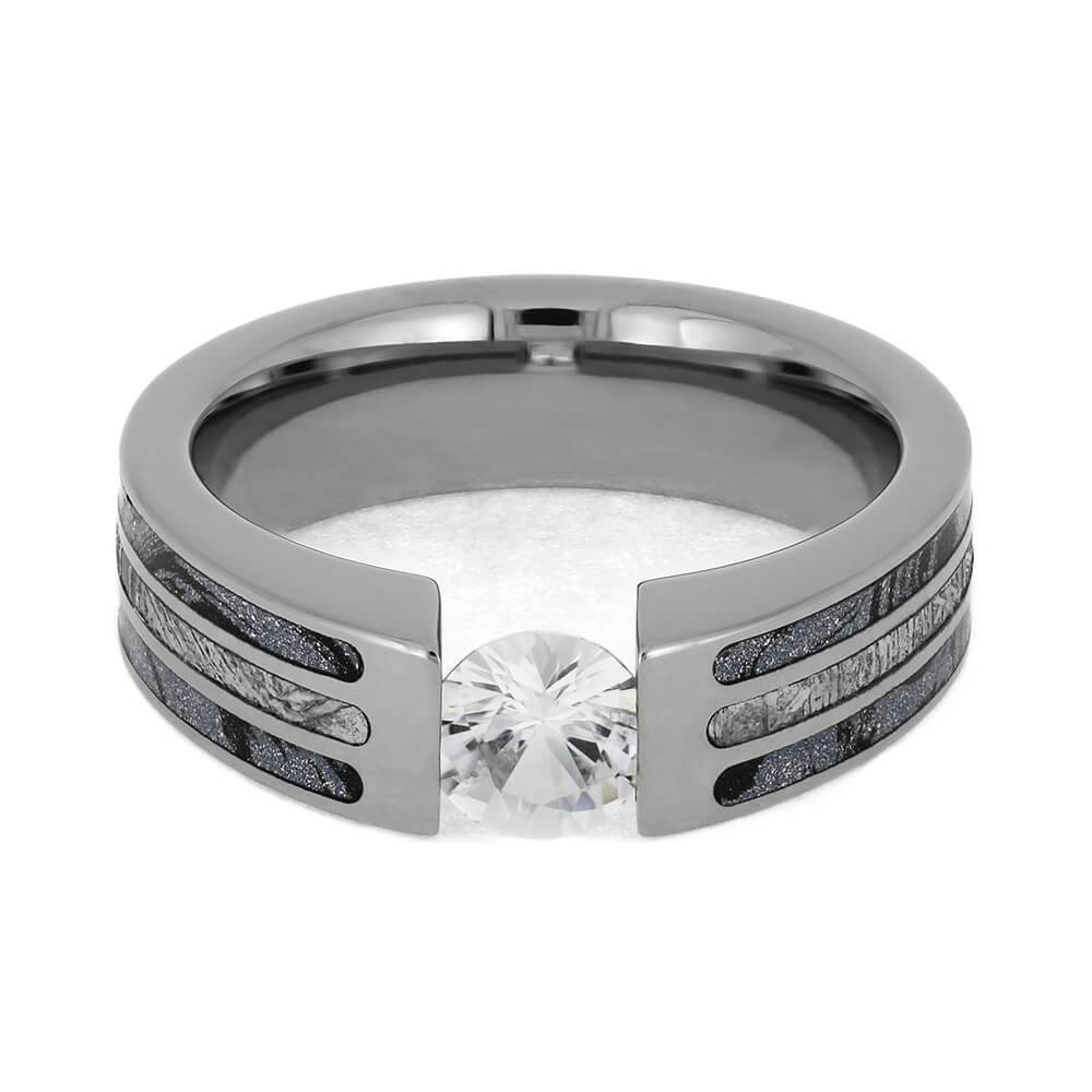 Cobaltium Mokume Gane Engagement Ring with Meteorite-4777 - Jewelry by Johan