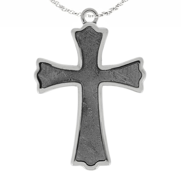 Meteorite Cross Pendant in Sterling Silver