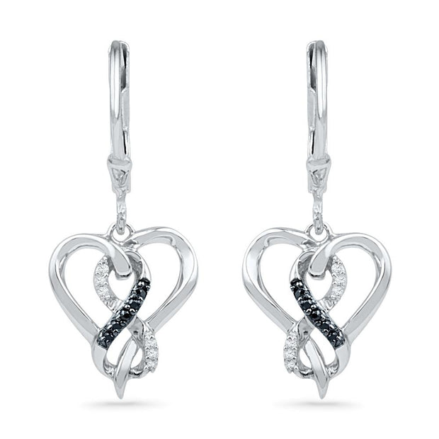 Infinity Heart Diamond Dangle Earrings-SHEF073833BAWBW - Jewelry by Johan