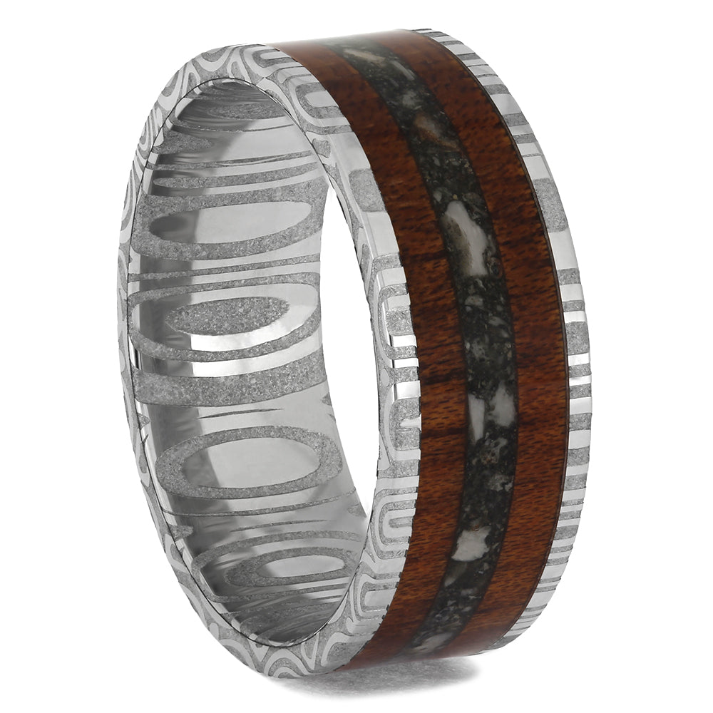 Memorial Ring with Bloodwood in Damascus Sleeve | Jewelry by Johan ...