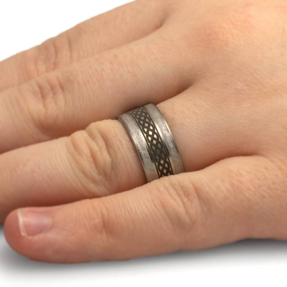 Celtic Wedding Band with Gibeon Meteorite