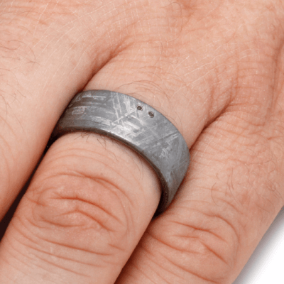 Black Diamond Men's Wedding Band with Meteorite-2097 - Jewelry by Johan