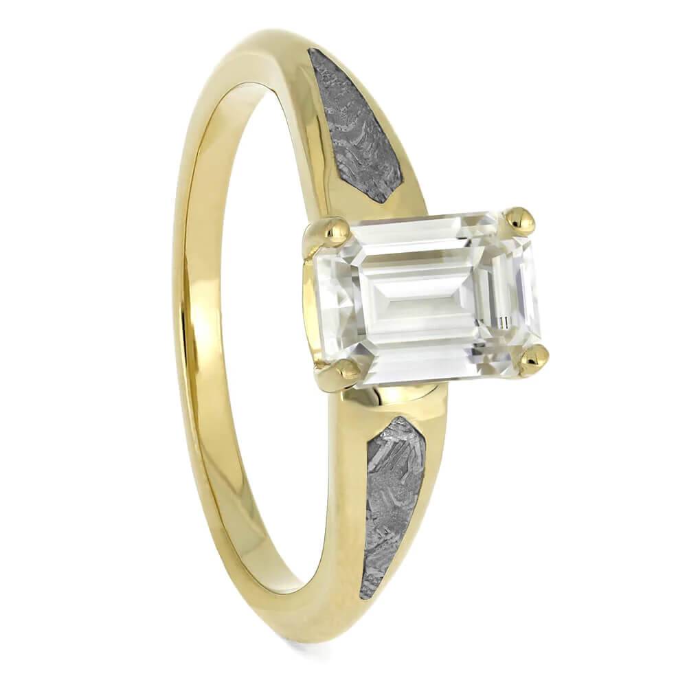 Emerald Cut Engagement Ring With Meteorite