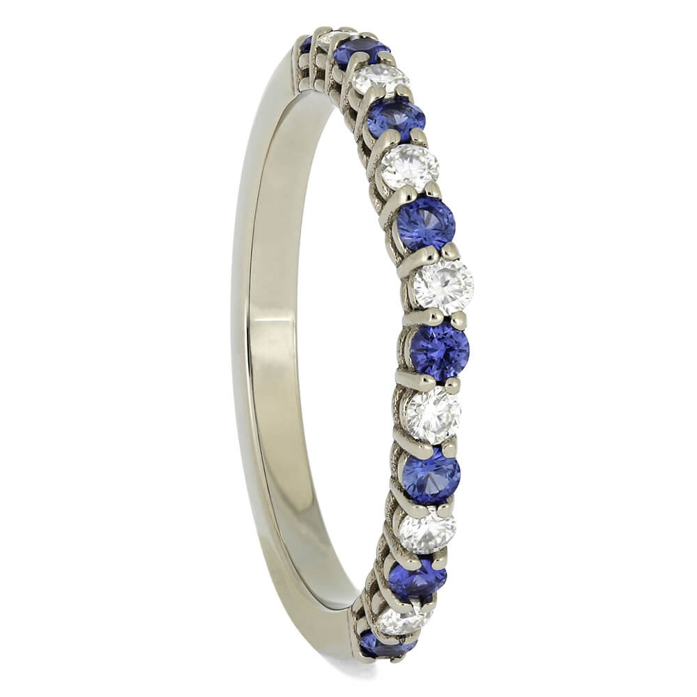 Sapphire and Moissanite Wedding Band