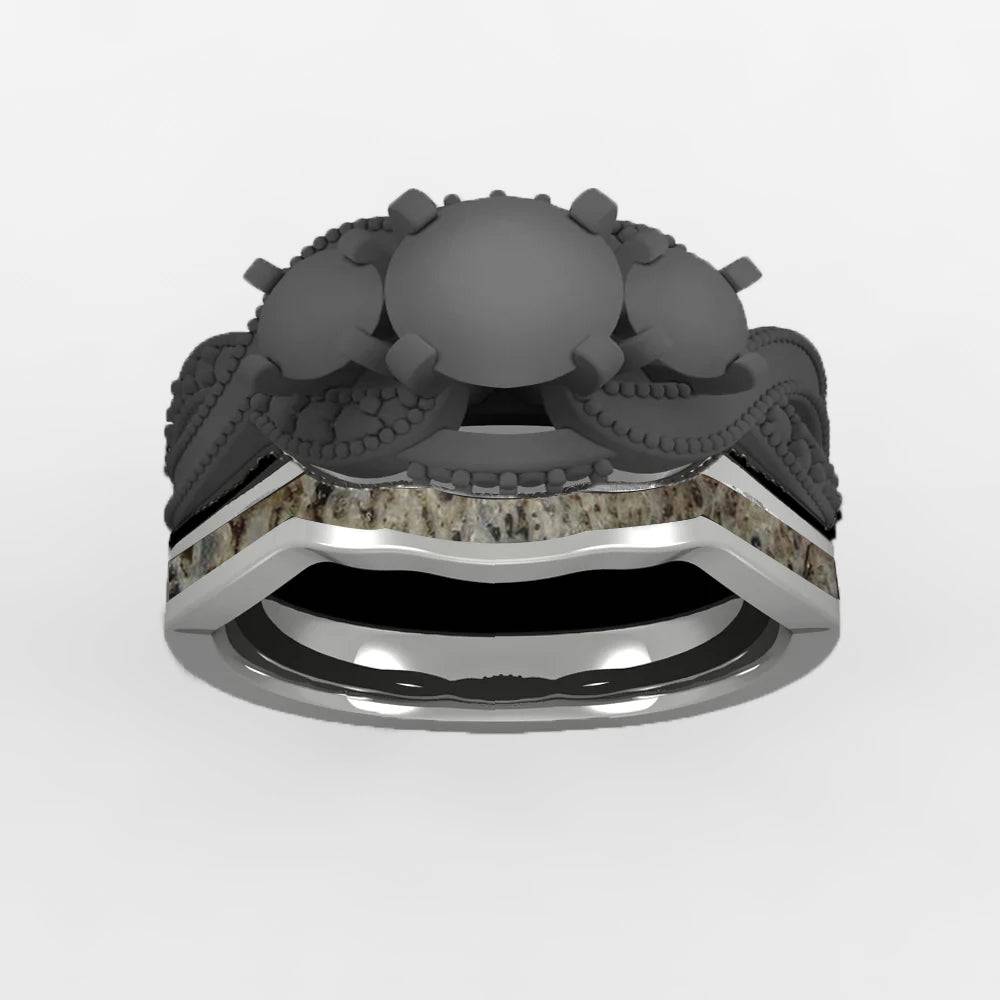 Custom Curved Band With Antler Inlay