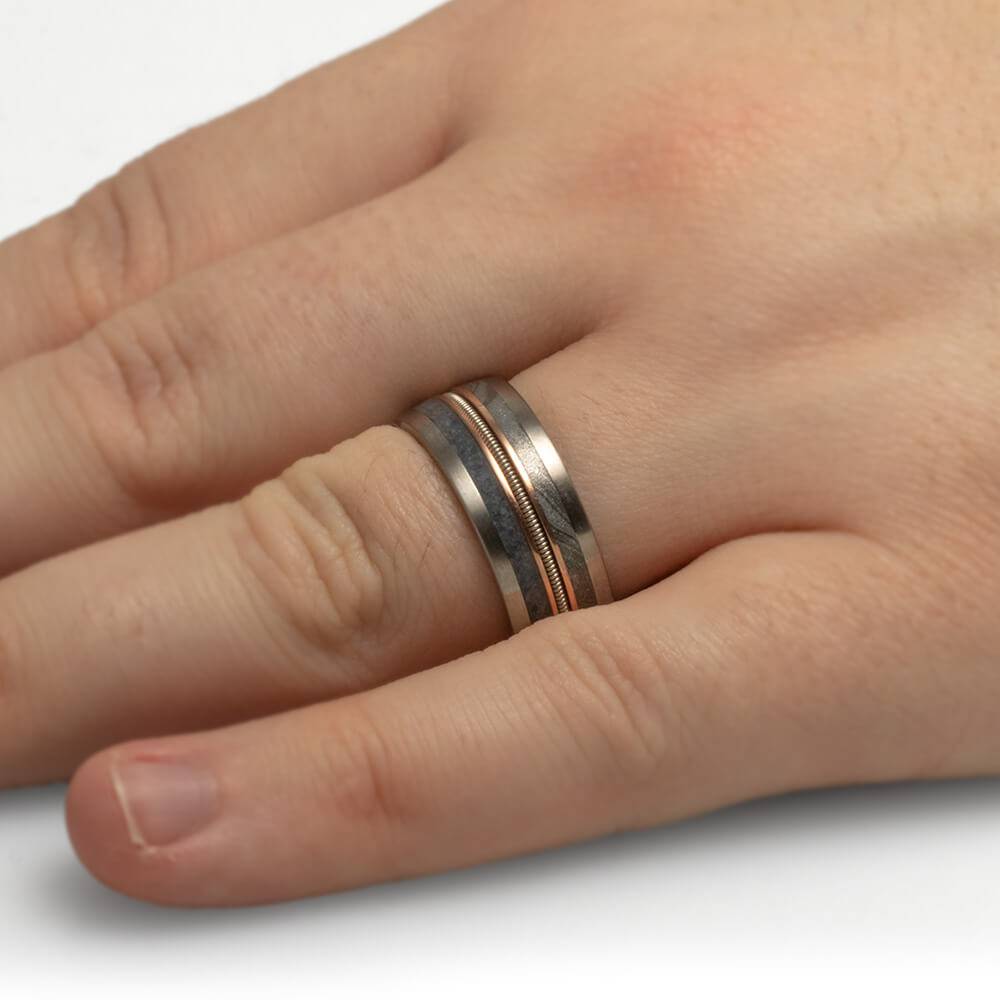 Mokume and Guitar String Wedding Band