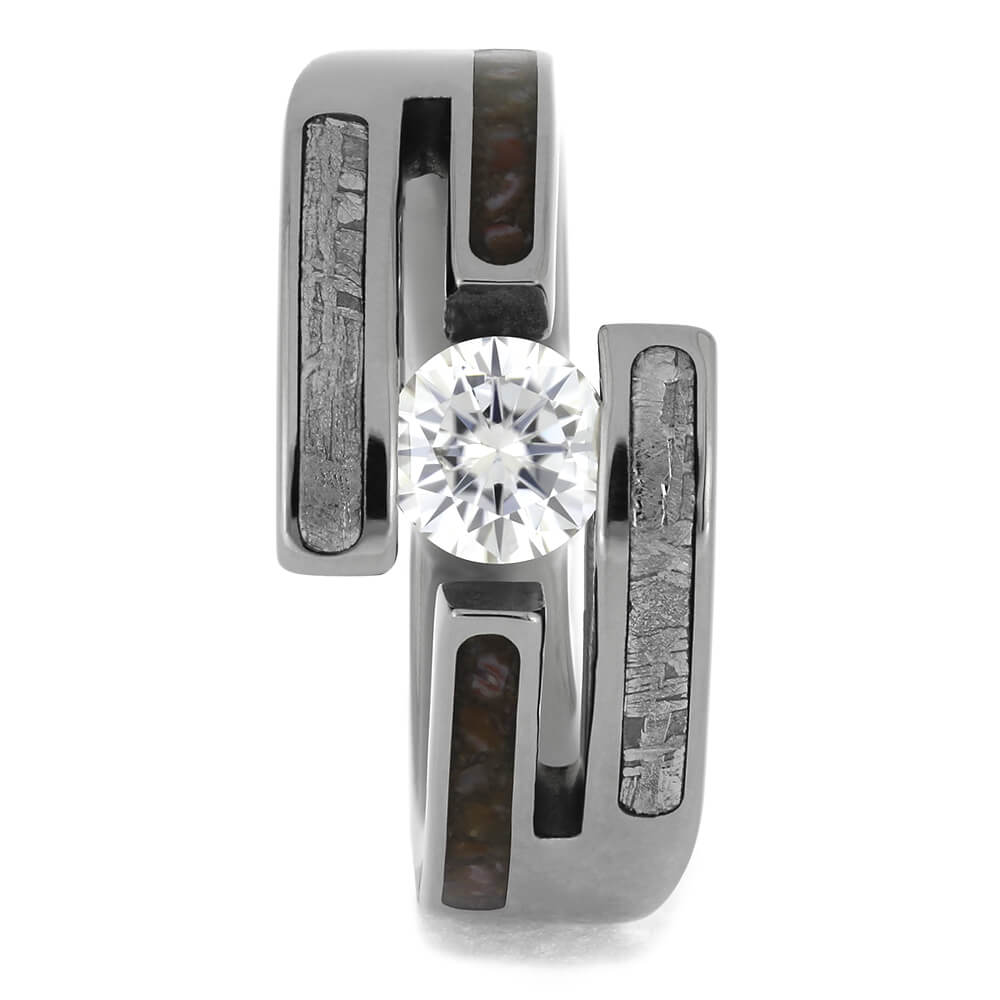 Meteorite and Dinosaur Bone Engagement Ring