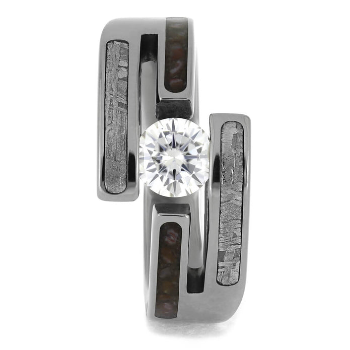 Meteorite and Dinosaur Bone Engagement Ring