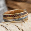 Guitar String Wedding Band with Meteorite and Dino Bone