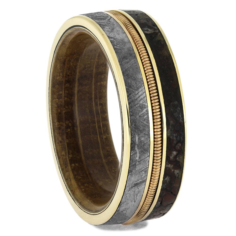Meteorite and Dinosaur Bone Wedding Bands