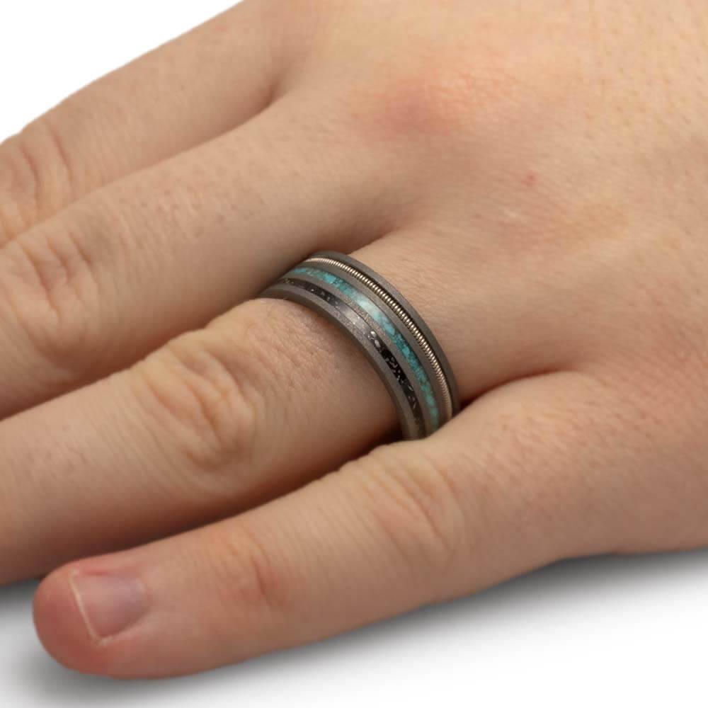 Guitar String and Turquoise Wedding Band