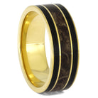 Wood and Yellow Gold Wedding Bands